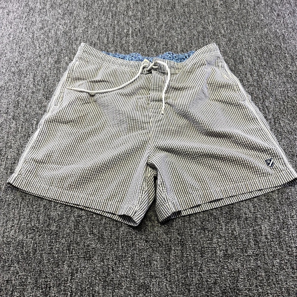 Daniel Cremieux Swim Shorts Mens XL Black White Striped Mesh Lined Drawstring